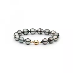 Elegantes Perlenarmband schwarz Tahiti Circle